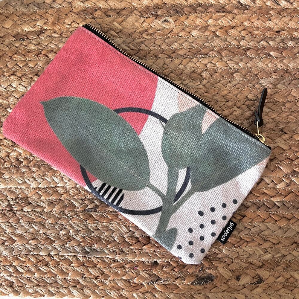 Society6 Nature Geometry Carry All Canvas Zippered Pouch 9.75" Modern Botanical